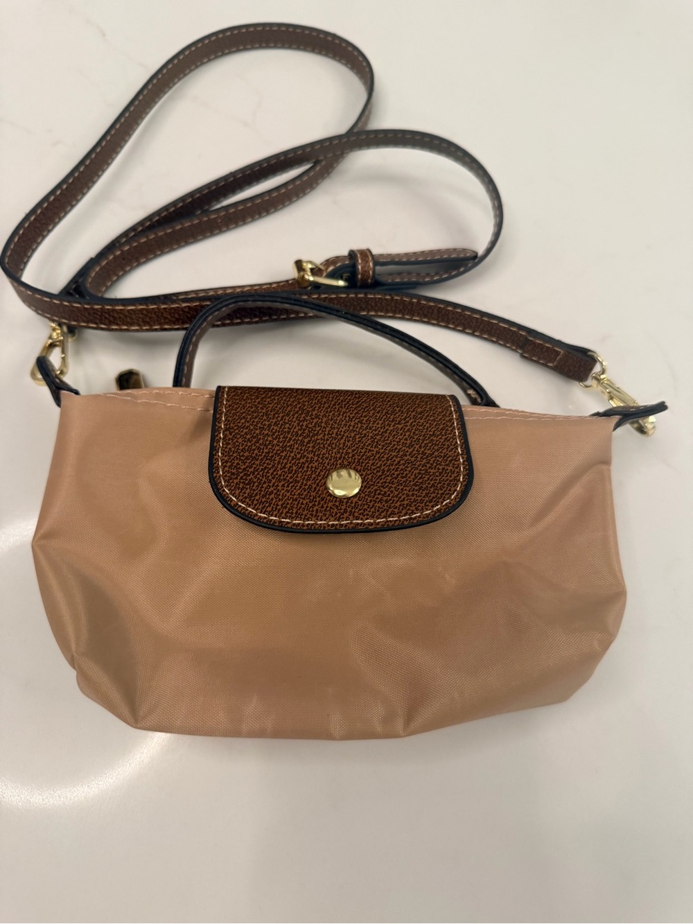 New Mini”Inspo” LongchampCrossbody Bag in Tan and Brown